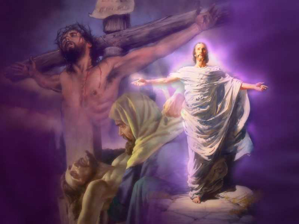 wallpaper image of the crucifixion and resurrection of Jesus