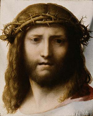 portrait painting of Jesus wearing the crown of thorns