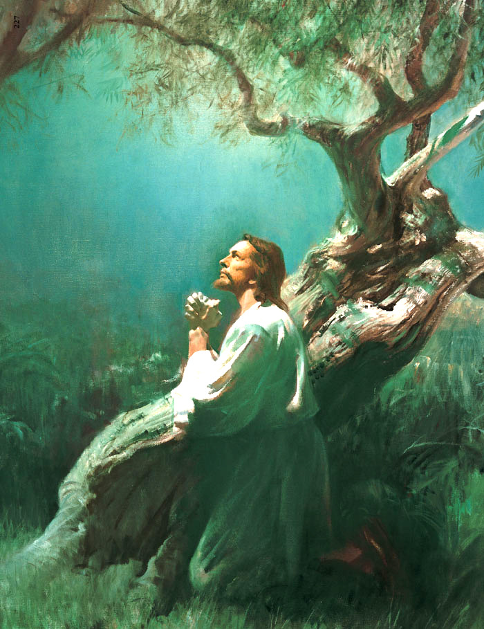 Jesus praying in the Garden of Gethsemene