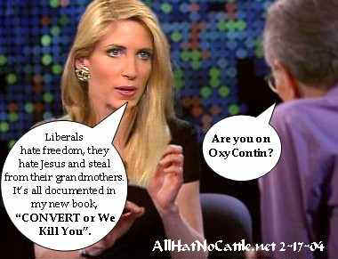 Ann Coulter sucks, Ann Coulter is a Nazi, blah, blah, blah  Actually, this one's kind of cute.