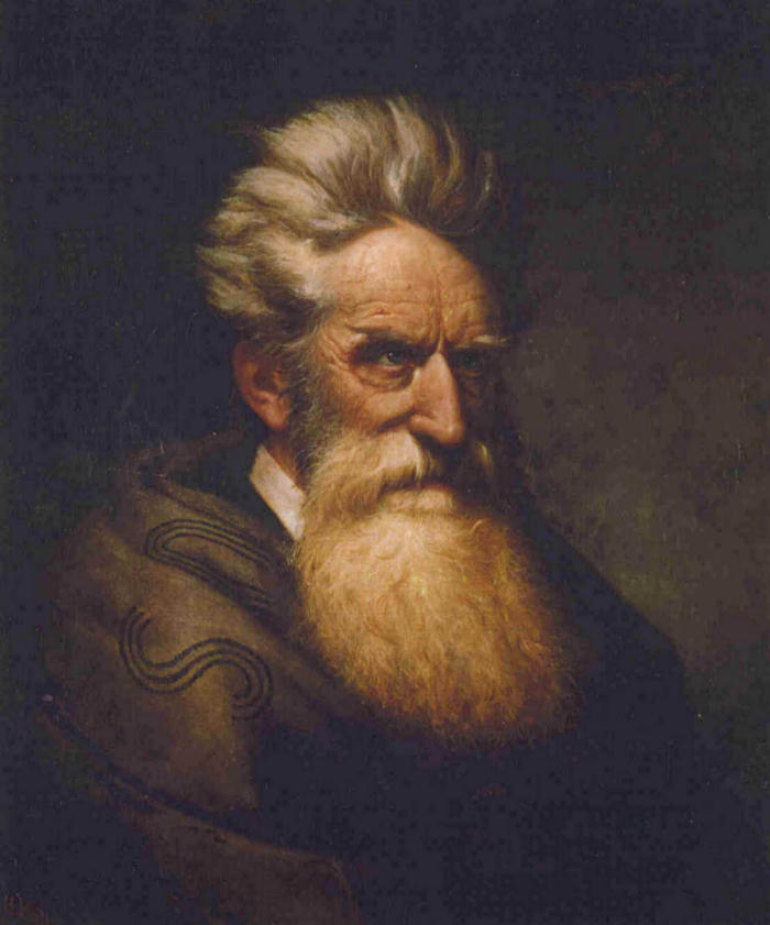 stern painting of John Brown with a long beard