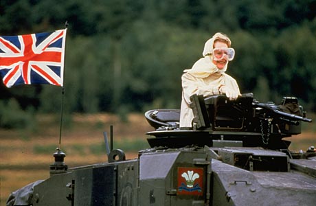 Margaret Thatcher in a tank