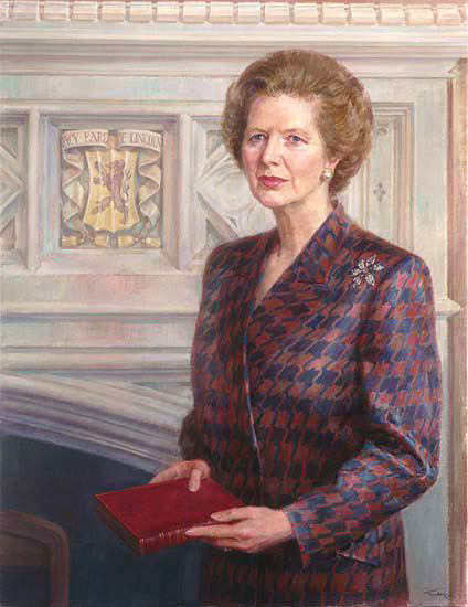 portrait painting of Margaret Thatcher