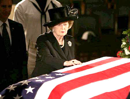 Margaret Thatcher at Reagan's funeral