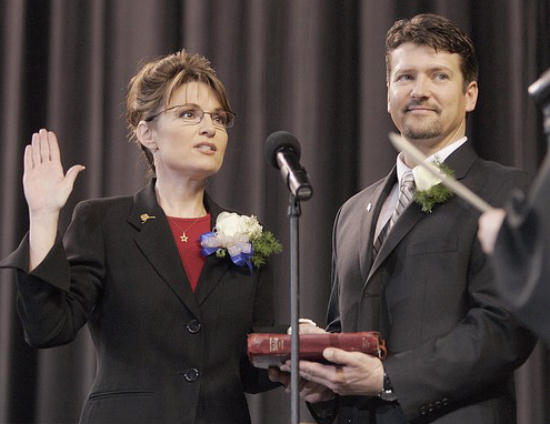 Sarah Palin being sworn in as governor