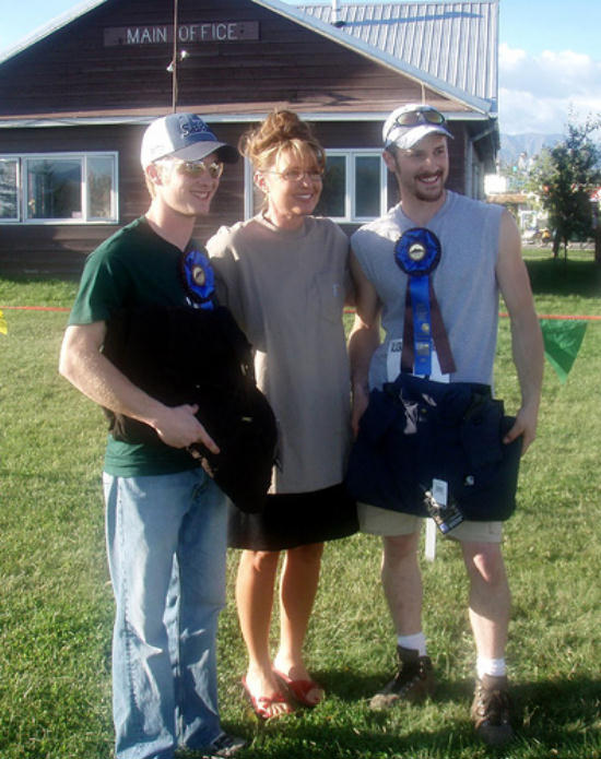 Governor Palin with blue ribbon winners at the Alaska state fair