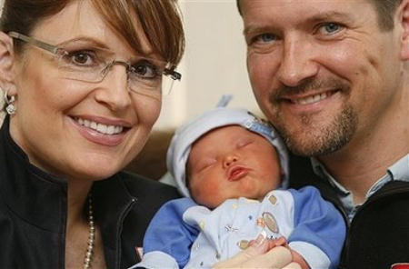 Sarah, Trig and Todd Palin