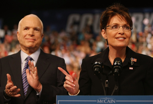 Senator John McCain and his running mate Sarah Palin