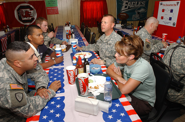 Sarah Palin and soldiers