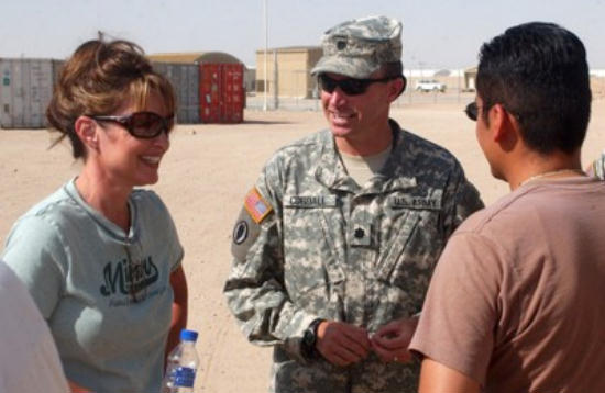 Sarah Palin visiting her Alaska National Guard troops in Kuwait