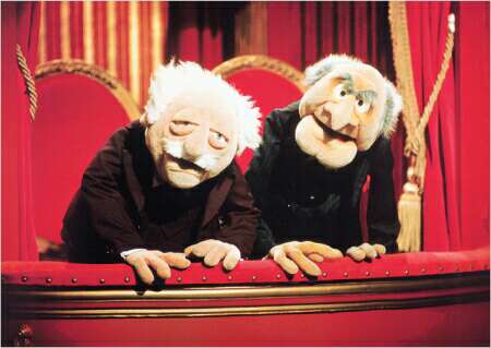 hecklers Statler and Waldorf in the balcony of the Muppet Show