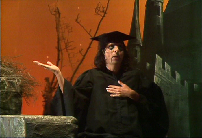 Alice Cooper in graduation robe