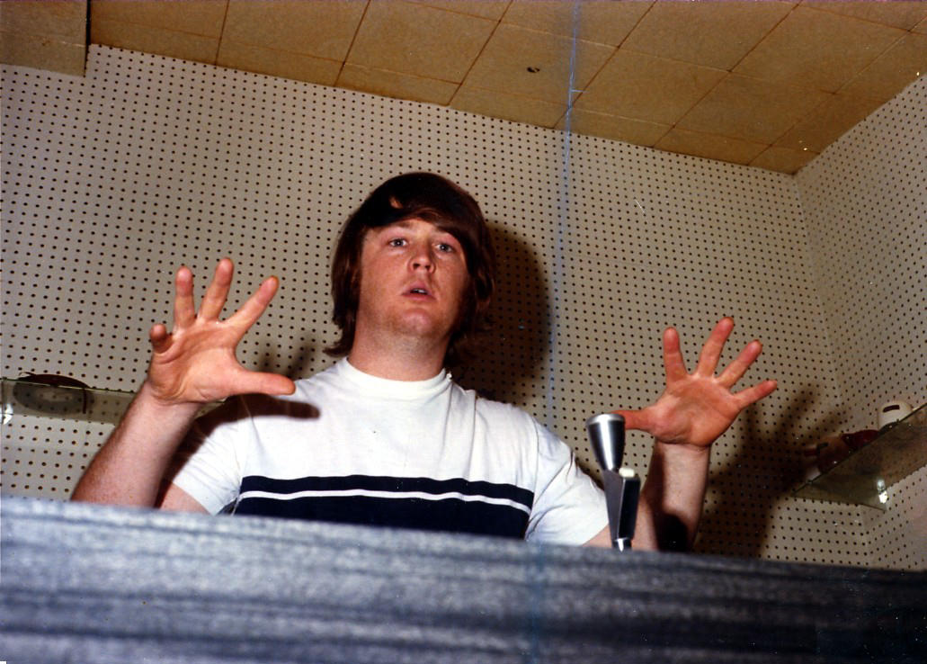 young Brian Wilson in the studio with a vision