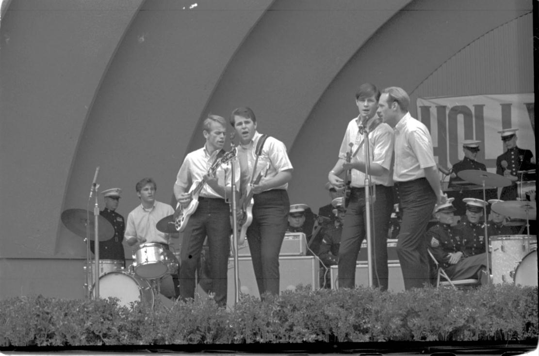 the young Beach Boys on stage