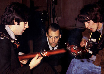 Paul McCartney, George Martin, George Harrison