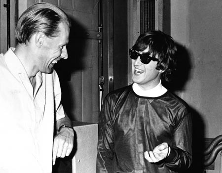 George Martin and John Lennon laughing