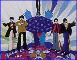 Beatles cartoon image with a Blue Meanie
