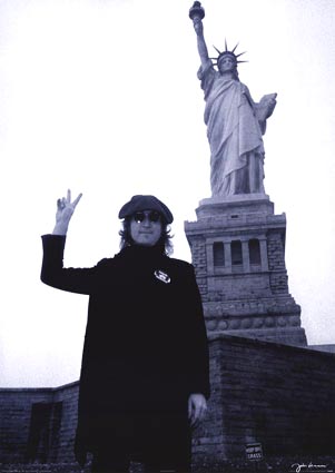 John Lennon at the Statue of Liberty