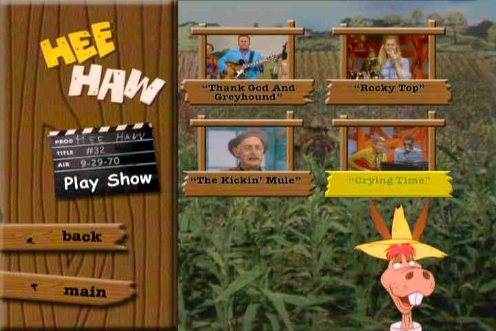 Hee Haw video menu card