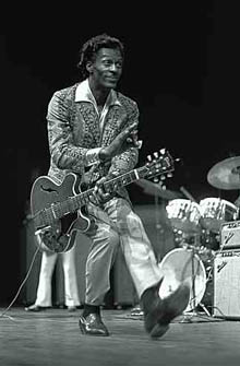 Chuck Berry does his signature duck walk