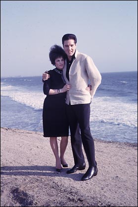 Elvis and Priscilla Presley on the beach, 1963 photo