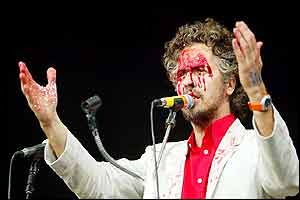 Wayne Coyne with a bloody face