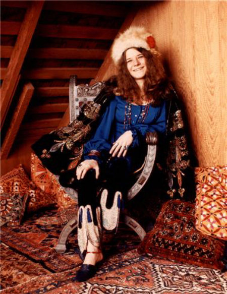 Janis Joplin looking mighty cute in the fur hat and boots