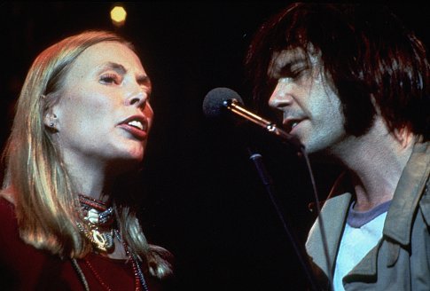 Neil Young and Joni Mitchell on the mic