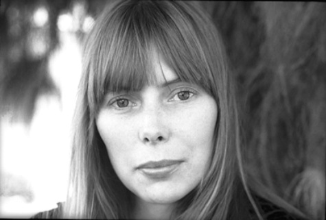 black and white Joni Mitchell portrait