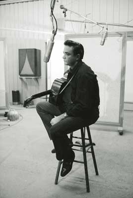 in the recording studio with Johnny Cash