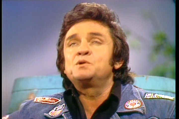 Johnny Cash looks heavenward