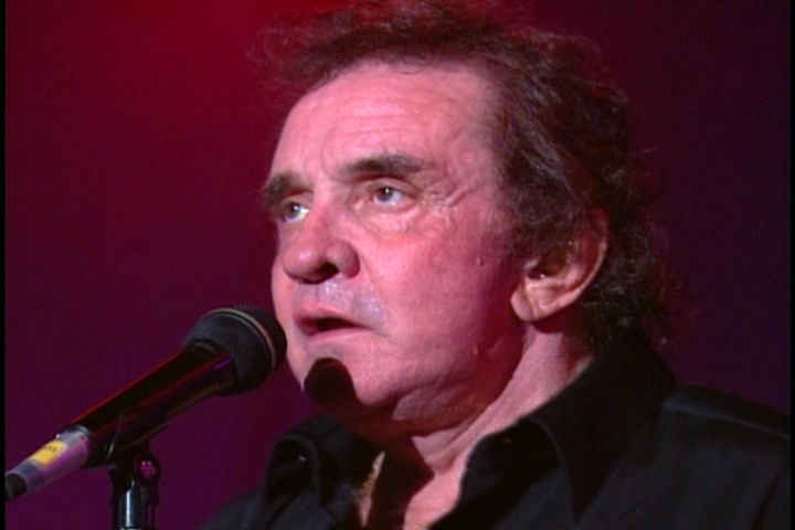 Johnny Cash looks upward