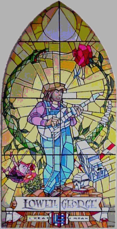 stained glass window image of Lowell George