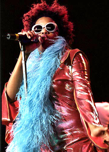 Reckon what kind of animal did Macy Gray get that blue fur from?