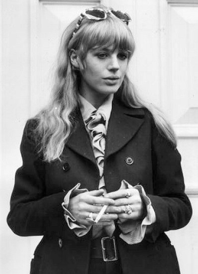 Marianne Faithfull smoking a cigarette