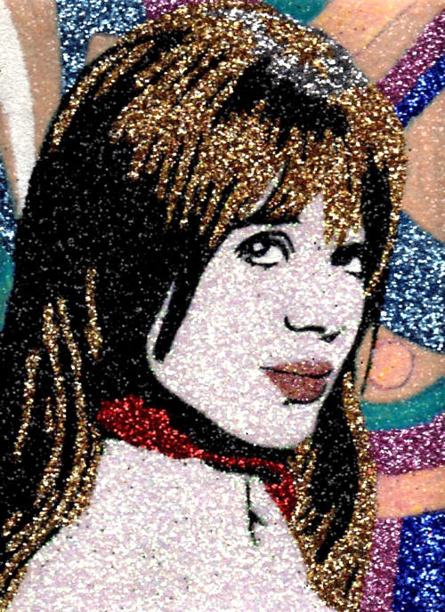 glitter painting of Marianne Faithfull