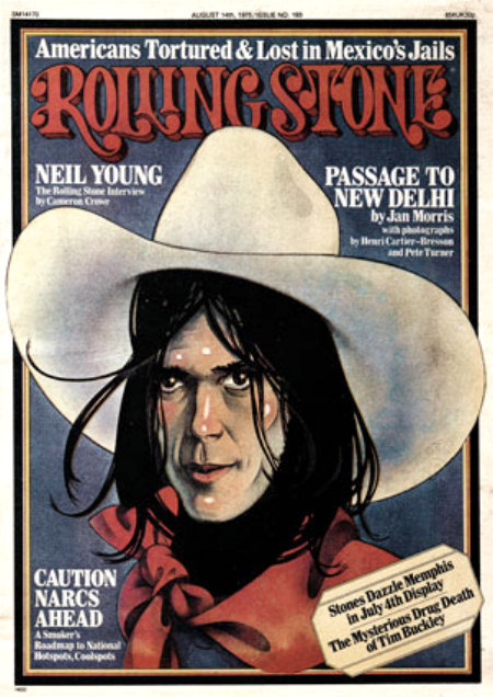 Neil Young on the cover of Rolling Stone, 1975