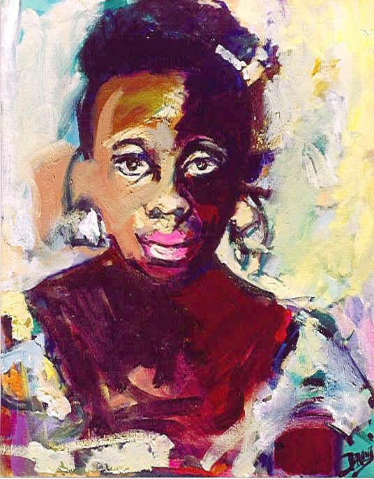 colorful painting of Nina Simone