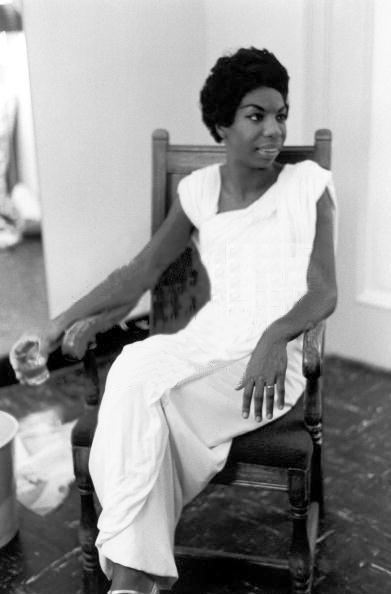 Nina Simone in white dress