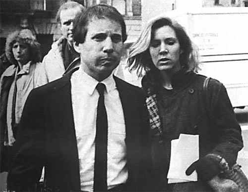 Carrie Fisher and Paul Simon at John Belushi's funeral, 1983 photo