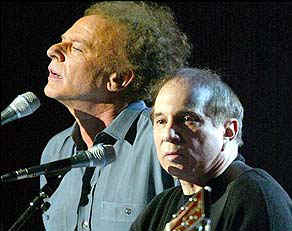 old Art Garfunkel & Paul Simon on stage
