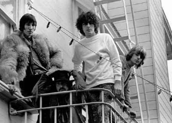 Pink Floyd on a balcony