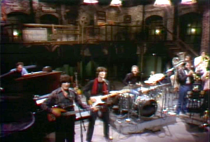 Robbie Robertson and the Band complete with horn section, 1976 SNL picture