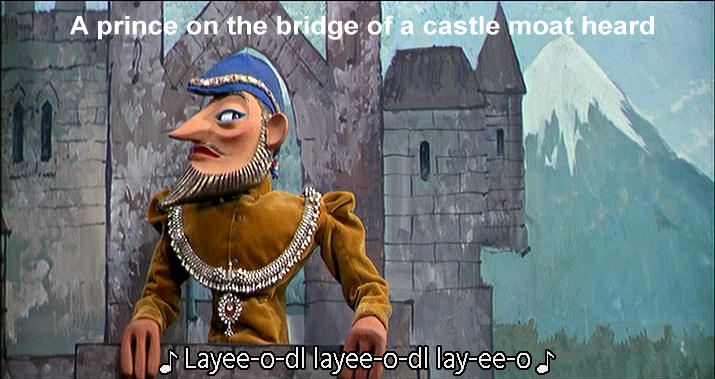 a prince on the bridge of a castle moat