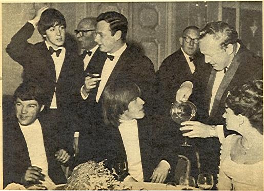 Brian Jones at 1964 Beatles Christmas party with Paul McCartney and Brian Epstein