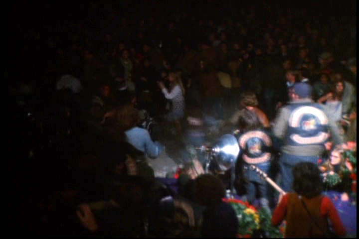 Bill Wyman watches stabbing death of Meredith Hunter right in front of the stage, December 6, 1969