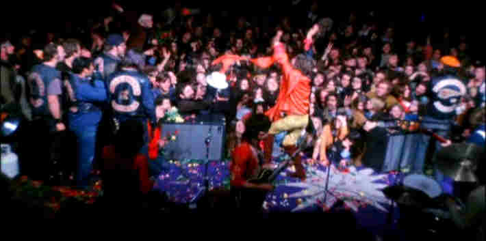 Mick Jagger waves bye-bye at Altamont