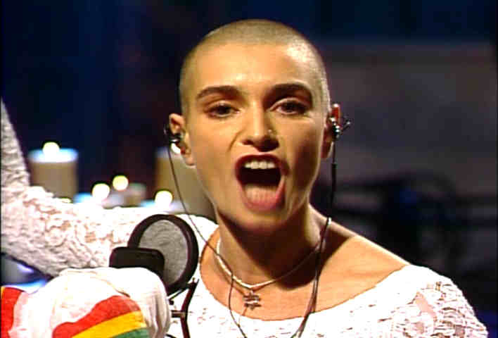 Sinead O'Connor gives a militant look on Saturday Night Live, 1992