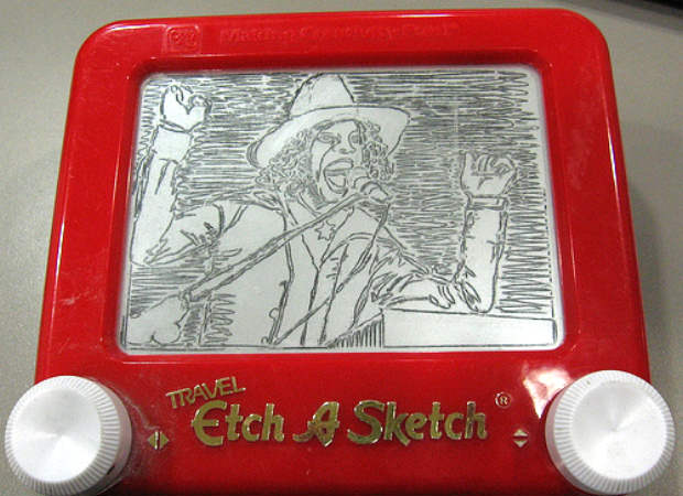 beautiful Etch-A-Sketch drawing of Sly Stone