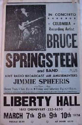 Bruce Springsteen 1974 concert poster